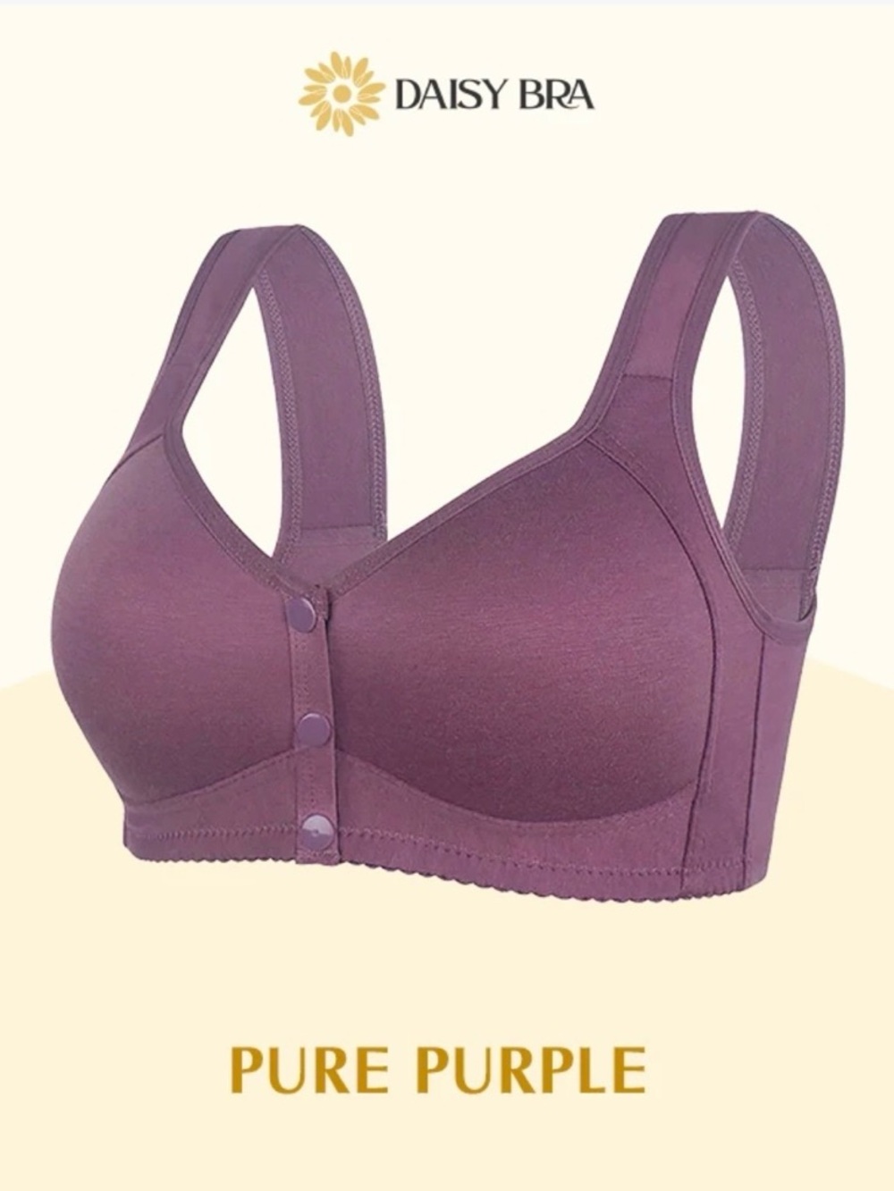 Daisy Bra Women’s Pure Purple Front-Closure Comfort Bra